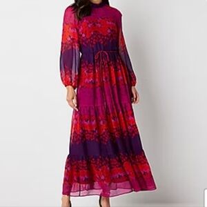 Melonie T Maxi Dress Modest Long Sleeve Chiffon Tiered Sz 16 NWT